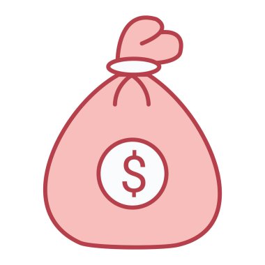 Para çantası ikonu. dolar sikkelerinin tasviri web için vektör simgeleri