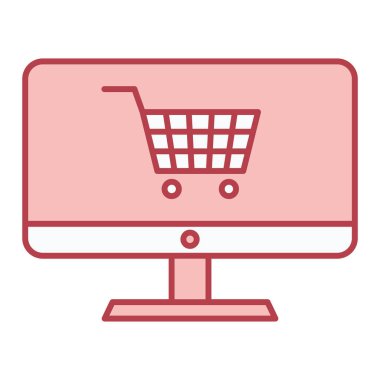 E-ticaret vektör illüstrasyonlu alışveriş arabası