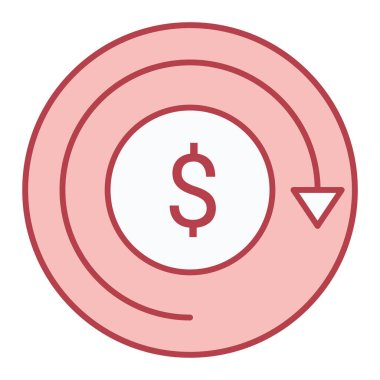 Dolar madeni para ikonu vektör illüstrasyon tasarımı