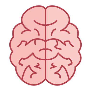 Kafası ve kırmızı kalbi olan insan beyni. vektör illüstrasyonu