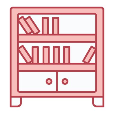 çekmeceli kitaplık ve kitap vektör illüstrasyon tasarımı