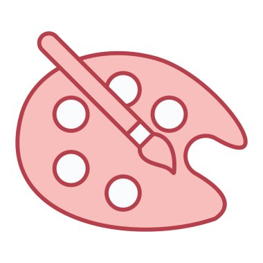 Fırça ve kırmızı renkli vektör illüstrasyonlu boya paleti