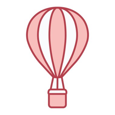 Sıcak hava balonu ikonu. Turist taşıma vektör illüstrasyonunun karikatürü. beyaz arkaplanda izole