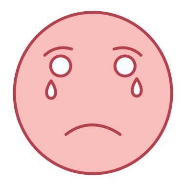 Ağlayan yüz ifadesi ikonu. Beyaz arkaplanda izole edilmiş web tasarımı için üzgün kızgın emoji vektör simgeleri çizgi filmi