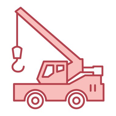 Beyaz arkaplan üzerinde vinç ve kanca simgesi, çizgi biçimi, vektör illüstrasyonu