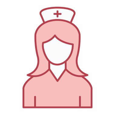 kadın doktor çizgi biçimi ikon vektör çizimi tasarımı