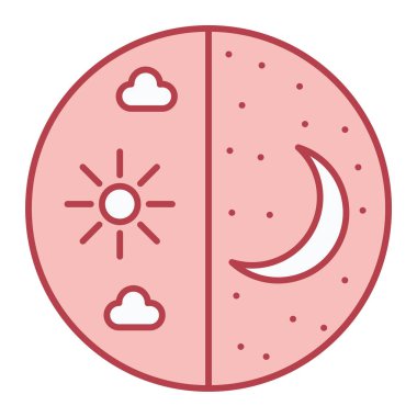 Ay çizgisi simgesi olan güneş, vektör illüstrasyonu