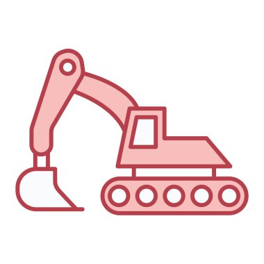 Anahat stili izole vektör çizim simgesinde Ekskavatör