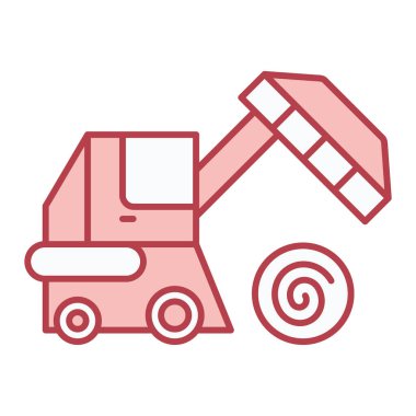 Forklift kamyon ikonu. Web için inşaat otomobili vektör simgelerinin özet çizimi