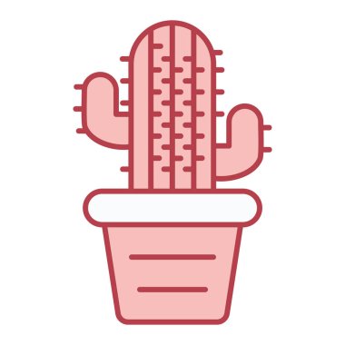 Beyaz arka planda izole edilmiş yassı bir kaktüs simgesi. yaz sembolü çizimi.