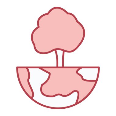 Yaprakları ve yaprakları olan ağaç vektör illüstrasyon tasarımı