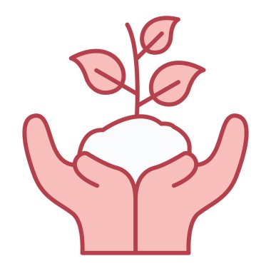 Yapraklı el bitkisel ikon vektör çizimi tasarımı