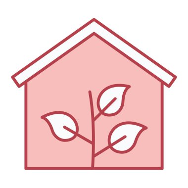 Yapraklı ev izole edilmiş ikon vektör illüstrasyon tasarımı
