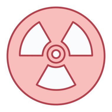 Radyasyon ikonu. Radyoaktif vektör sembolü ve bonus simgelerinin düz çizimi