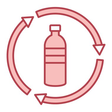 Su şişesi ikonu. Web için kırmızı içecek vektör simgelerinin özet çizimi