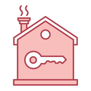 Evin anahtarı simgesi. Web için ev vektör simgelerinin özet çizimi