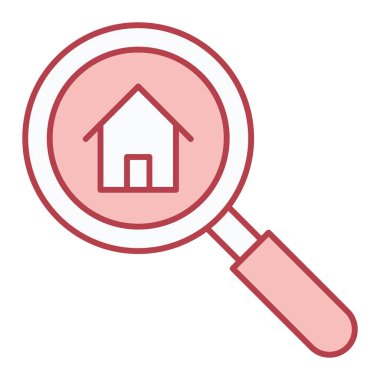 Arama evi ikonu vektör illüstrasyon tasarımlı büyüteç 