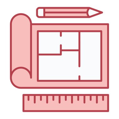 Yapı ve yapı çizgisi simgesinin vektör çizimi. uygun ve okul, çizim, kalem ve diğer simgeler.