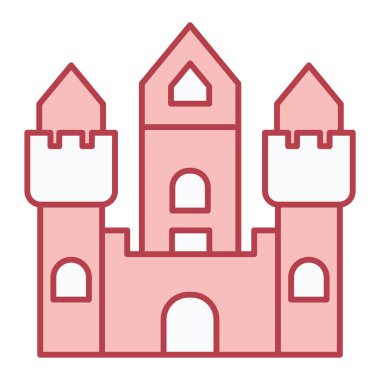 Şato kulesi ikonu. Ana hatlı vektör çizimi. düz dizayn