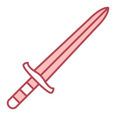 Kılıç simgesi. Ortaçağ bıçak çizimleri. izole edilmiş sınır biçimi