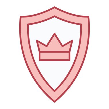 Kırmızı kurdeleli kalkan ve gölge ikon vektör illüstrasyon tasarımı