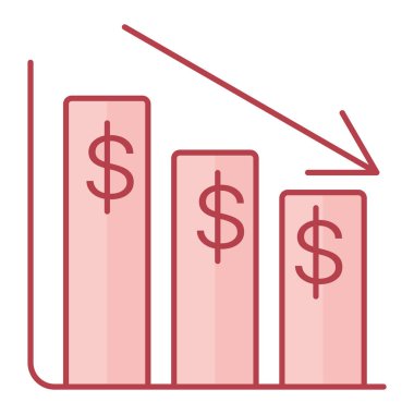 Dolar sembolü vektör çizimi grafik tasarımı ile finansal büyüme grafiği