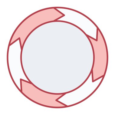 Beyaz arkaplanda izole edilmiş okları olan daire