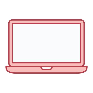dizüstü bilgisayar simgesi. Bilgisayar vektörünün düz çizimi ve doldurma biçimi.