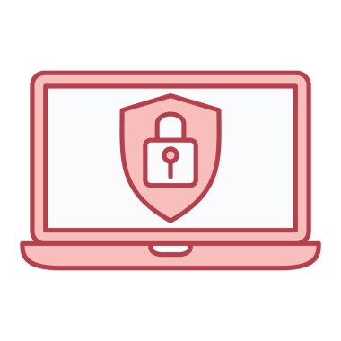 asma kilit ve kalkan vektör çizimine sahip dizüstü bilgisayar