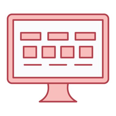 Simgeli bilgisayar monitörü basit illüstrasyon