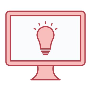 Ampul simgesi vektör illüstrasyon tasarımlı bilgisayar monitörü