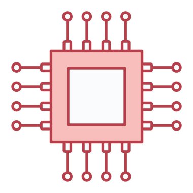 işlemci çipi ikon vektör çizimi