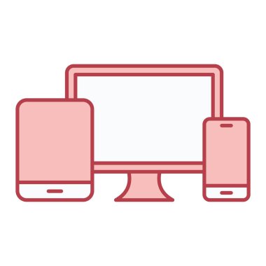 Akıllı telefon aygıtı simgesi. Web tasarımı için bilgisayar izleyici vektör simgelerinin düz çizimi