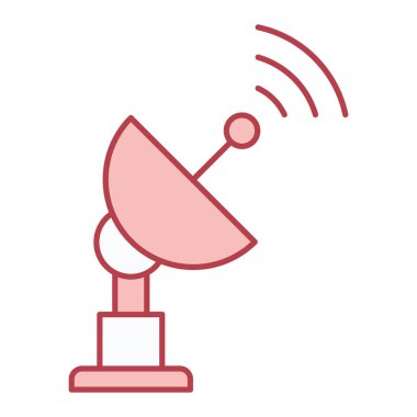 uydu anten simgesi. Ana hatlı kablosuz anten vektör çizimi. beyaz arkaplanda izole