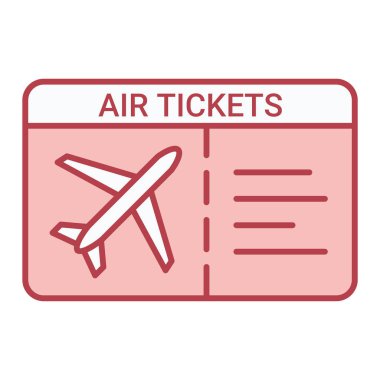 Uçak bileti simgesi, vektör illüstrasyonu