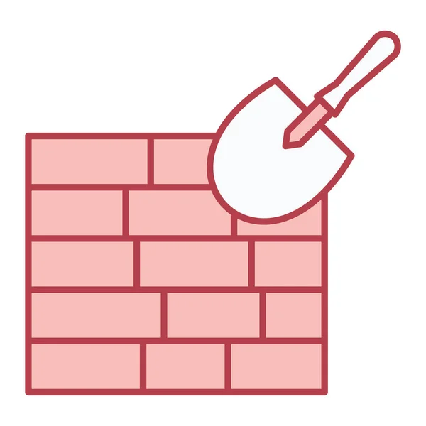 Wall Icon Construction Worker Symbol Brick Wall Vector Illustration — Vector de stock