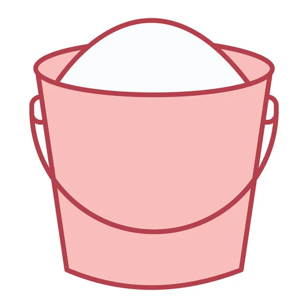 ポットアイコンに水滴の入ったバケツ 白で隔離されたウェブデザインのためのゴムおもちゃのベクトルアイコンの漫画 — ストックベクタ