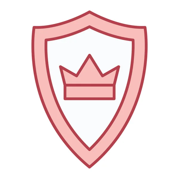 Escudo Com Fita Vermelha Desenho Ilustração Vetor Ícone Sombra — Vetor de Stock