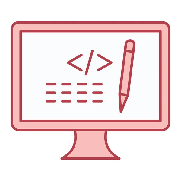 Computer Monitor Drawing Simple Line Style Icon Vector Illustration Design — стоковый вектор