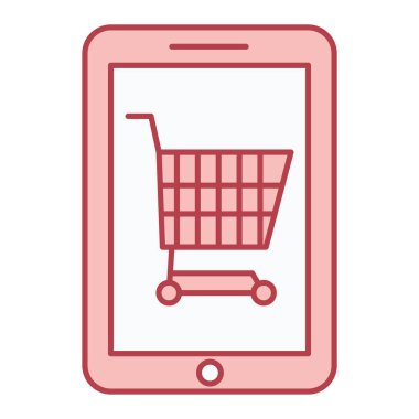 Cep telefonu vektör çizimine sahip alışveriş arabası