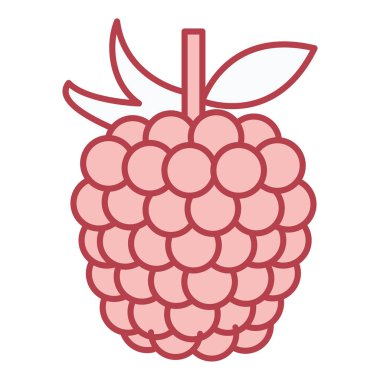 Ahududu meyvesi ikonu. Ana hatlarıyla ahududu vektör çizimi. beyaz arkaplanda izole.