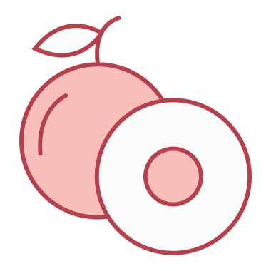 Taze elmanın yarısının kırmızı çizgi simgesi