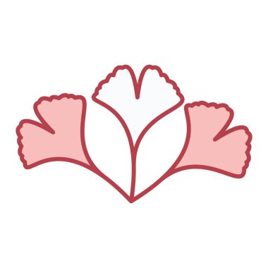 Çiçek Kalbi ikonu. Lale çiçeği vektörünün taslağı. Doğa ve aşk sembolü