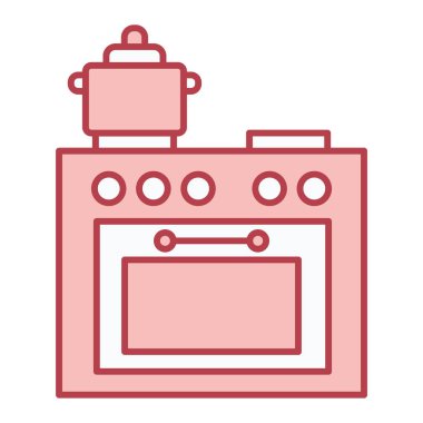 Mutfak sobası ikonu. Web için fırın vektör simgelerinin özet çizimi