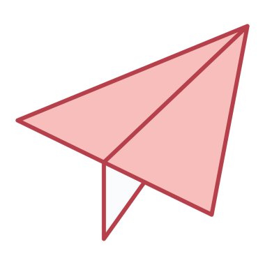 Kağıt uçak ikonu. Ana hatlı vektör çizimi. beyaz arkaplanda izole.