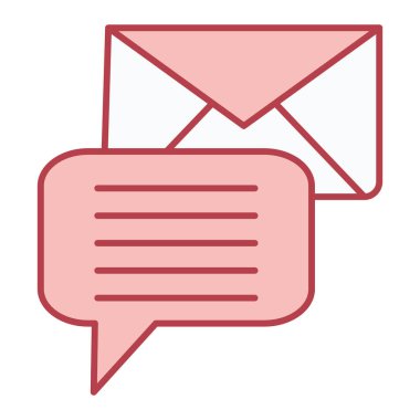 İleti sohbet balonu ve zarf ikonu vektör resimleme grafik tasarımı