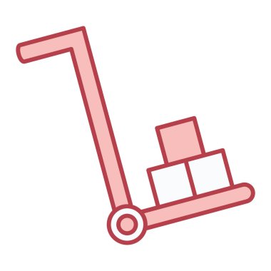 Kutu simgesi vektörlü forklift. Lojistik dağıtım servisi işareti. izole edilmiş sınır sembolü çizimi