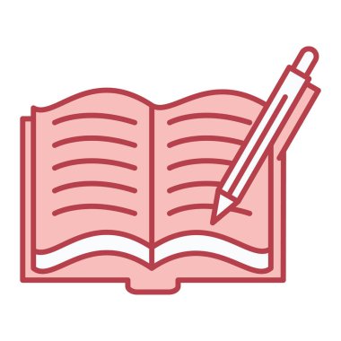 Kitap ve kalem ikonu. vektör illüstrasyonu