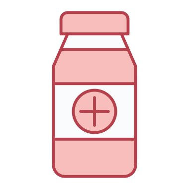 İlaç şişesi ikonu. Tıbbi hap taşıyıcı çizim sembolü.