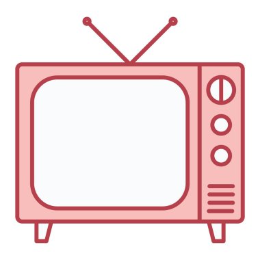 Televizyon ikonu. Beyaz arkaplanda eski televizyon vektör illüstrasyonunun çizgi filmi